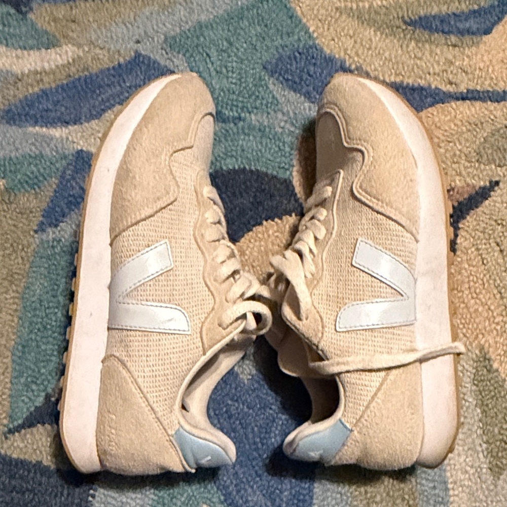 Veja Beige and Blue Women's Sneakers - Picture 5 of 6